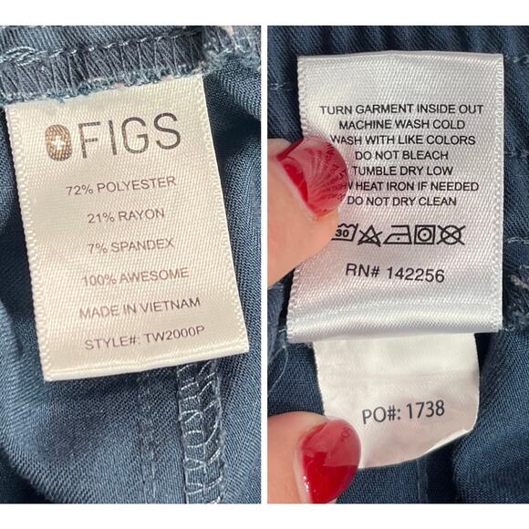 Figs Scrub Set Dark Harbor Casma Scrub Top XXS Figs Yola Skinny Scrub Pants XSP - Picture 9 of 16